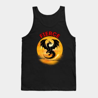 Fantasy Fierce Black Dragon in Sunset sky Frit-Tees Tank Top